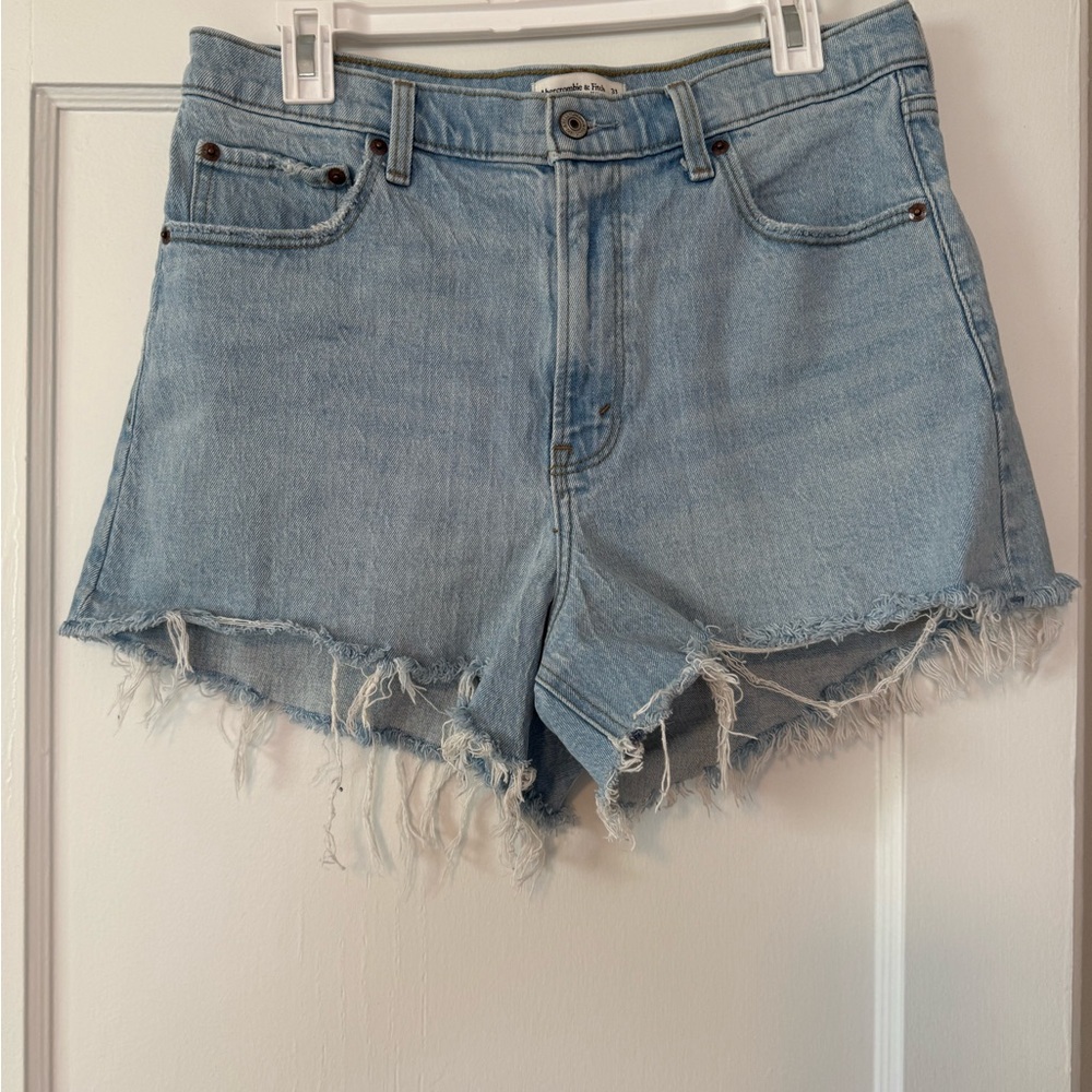 Abercrombie & Fitch Light Blue Frayed Hem Denim Shorts